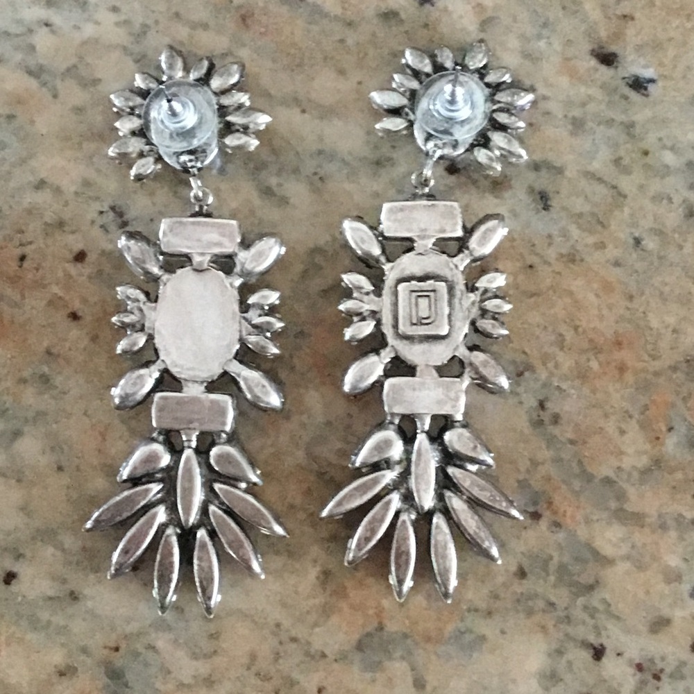Dannijo Oxidized Silver Crystal Pearl Drop Earrings - Picture 6 of 7